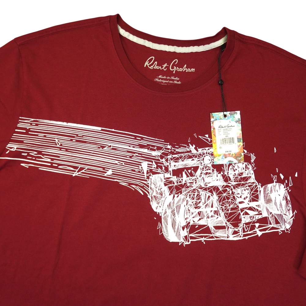 NEW Robert Graham T-Shirt Mens 4XL Burgundy Highway Hero F1 Racing Graphic Tee